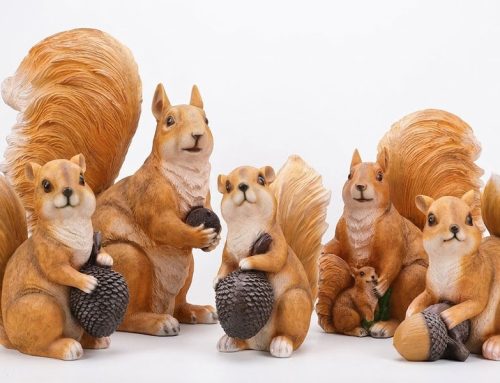 Whimsical Garden Sculpture Giant Squirrels & Acorn Statue