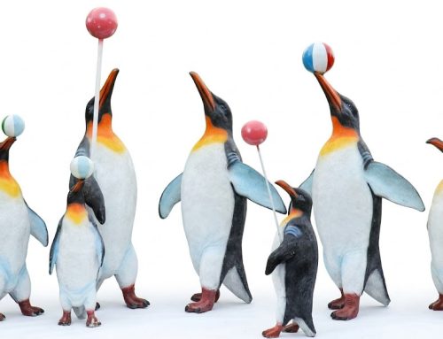 Life-Sized Penguin Statues Whimsical Decor for Water Parks