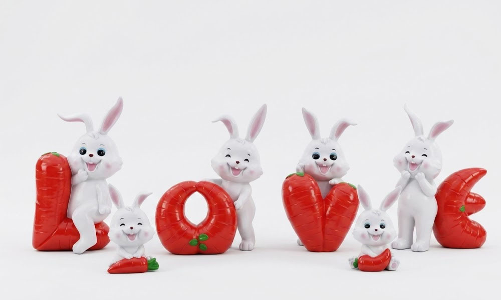 Creative LOVE Carrot Bunny Statue Large Outdoor Garden Art